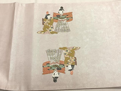 平和屋着物◎太鼓柄袋帯　総刺繍　人物文　金糸　正絹　逸品　未使用　CABK3017yk