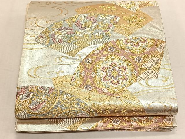 平和屋着物◎六通柄袋帯　地紙正倉院花文　金銀糸　正絹　逸品　CABK3018yk