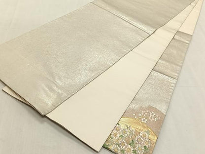 平和屋着物◎太鼓柄袋帯　唐織　草花丸文　金銀糸　三越扱い　正絹　逸品　CABK3019yk