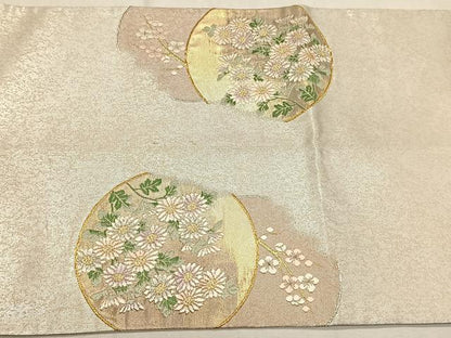 平和屋着物◎太鼓柄袋帯　唐織　草花丸文　金銀糸　三越扱い　正絹　逸品　CABK3019yk