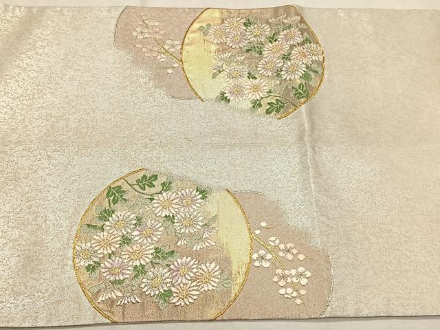 平和屋着物◎太鼓柄袋帯　唐織　草花丸文　金銀糸　三越扱い　正絹　逸品　CABK3019yk