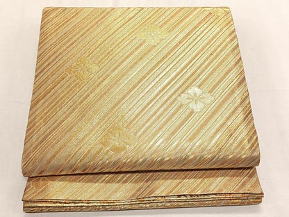 平和屋着物◎両面　六通柄袋帯　更紗花鳥文　金糸　正絹　逸品　CABK3020yk