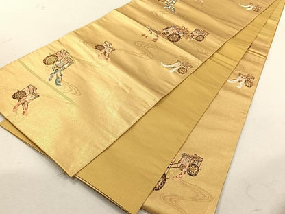 平和屋着物◎六通柄袋帯　高級手織　古典　金銀糸　正絹　逸品　CABK3023yk