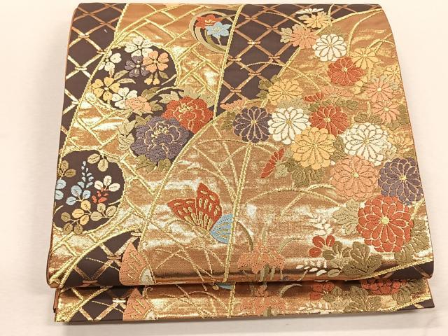 平和屋着物◎六通柄袋帯　唐織　能衣小袖　金糸　正絹　逸品　CABK3029yk