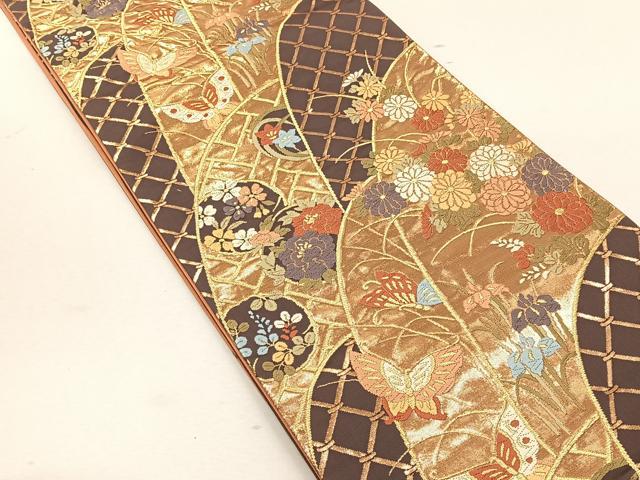 平和屋着物◎六通柄袋帯　唐織　能衣小袖　金糸　正絹　逸品　CABK3029yk