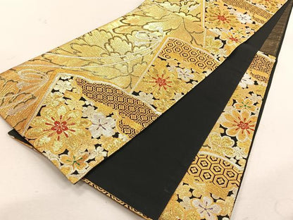 平和屋着物◎六通柄袋帯　舞花文　金糸正絹　逸品　CABK3033yk