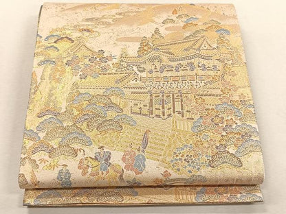 平和屋着物◎両面　六通柄袋帯　御院錦　金糸　正絹　逸品　CABK3034yk