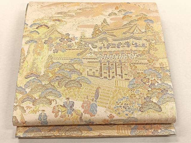 平和屋着物◎両面　六通柄袋帯　御院錦　金糸　正絹　逸品　CABK3034yk