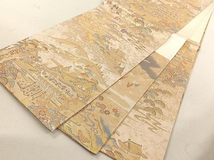 平和屋着物◎両面　六通柄袋帯　御院錦　金糸　正絹　逸品　CABK3034yk