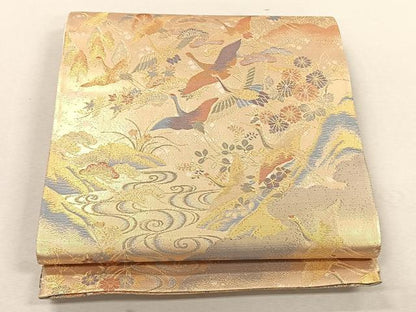 平和屋着物◎両面　六通柄袋帯　御院錦　金糸　正絹　逸品　CABK3034yk