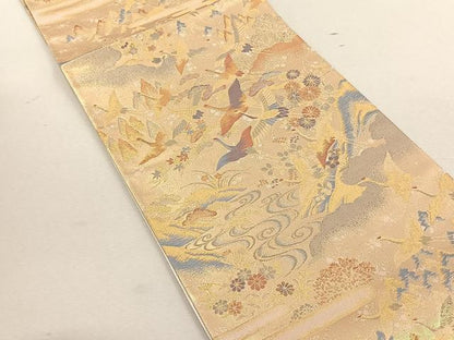 平和屋着物◎両面　六通柄袋帯　御院錦　金糸　正絹　逸品　CABK3034yk