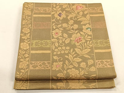 平和屋着物◎六通柄袋帯　牡丹唐草文　正絹　逸品　CABK3042yk