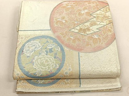 平和屋着物◎900織特選佐賀錦　六通柄袋帯　絵皿舞花文　金銀糸　正絹　逸品　CABK3043yk
