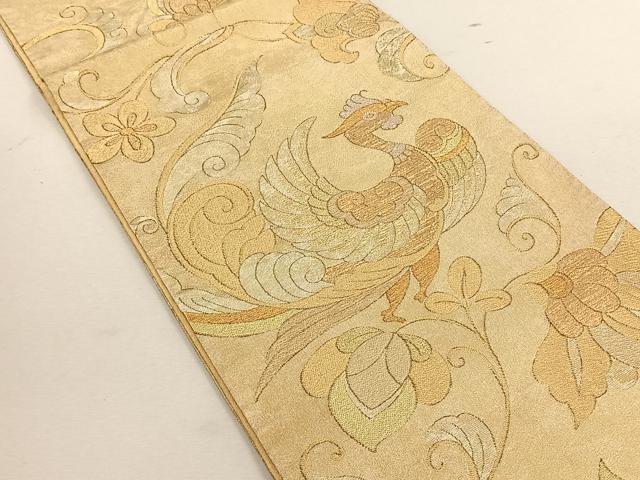 平和屋着物◎全通柄袋帯　花鳥唐草文　金糸　正絹　逸品　CABK3044yk