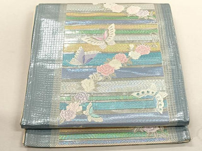 平和屋着物◎六通柄袋帯　唐織　花繋ぎ　金銀糸　正絹　逸品　CABK3048yk