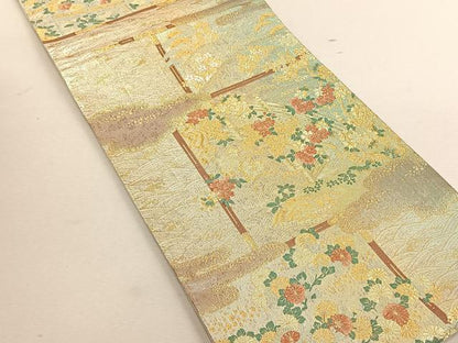 平和屋着物◎六通柄袋帯　聚花春秋　几帳彩艶文　金糸　正絹　逸品　CABK3050yk
