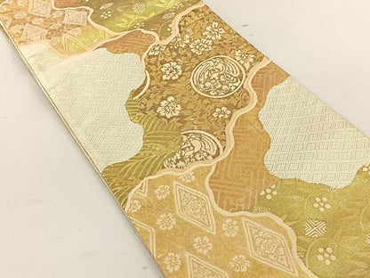 平和屋着物◎佐賀錦　六通柄袋帯　道長鳳凰草花文　金銀糸　正絹　逸品　CABK3051yk