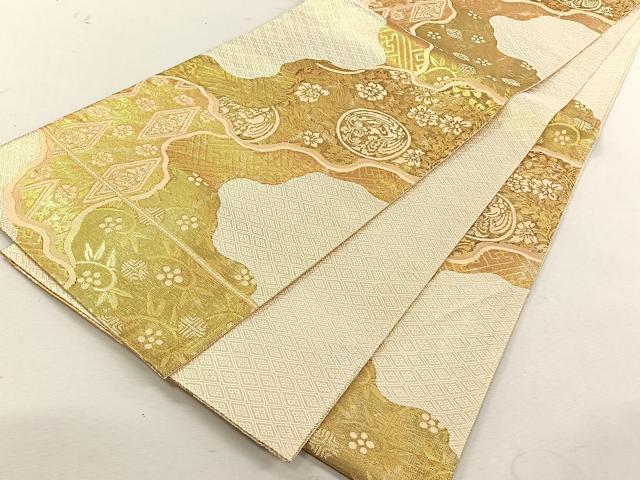 平和屋着物◎佐賀錦　六通柄袋帯　道長鳳凰草花文　金銀糸　正絹　逸品　CABK3051yk