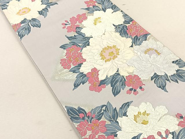 平和屋着物◎六通柄袋帯　草花文　金銀糸　正絹　逸品　CABK3052yk