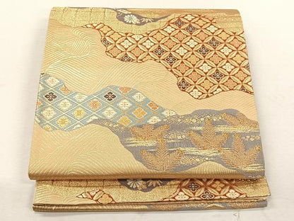 平和屋着物◎六通柄袋帯　道長吉祥松竹梅　金糸　正絹　逸品　CABK3055yk