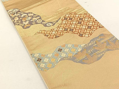 平和屋着物◎六通柄袋帯　道長吉祥松竹梅　金糸　正絹　逸品　CABK3055yk