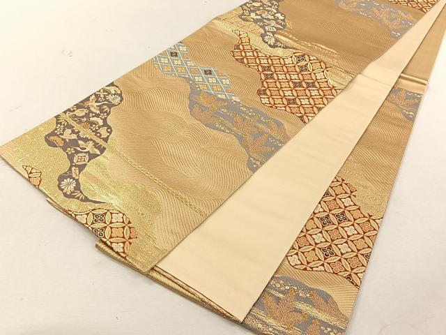 平和屋着物◎六通柄袋帯　道長吉祥松竹梅　金糸　正絹　逸品　CABK3055yk