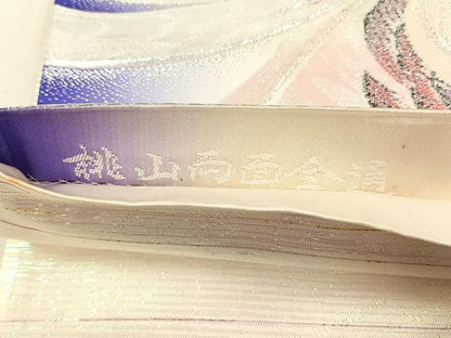 平和屋着物◎両面　全通柄袋帯　桃山　孔雀文　銀糸　正絹　逸品　CABK3060yk