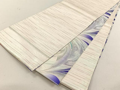 平和屋着物◎両面　全通柄袋帯　桃山　孔雀文　銀糸　正絹　逸品　CABK3060yk