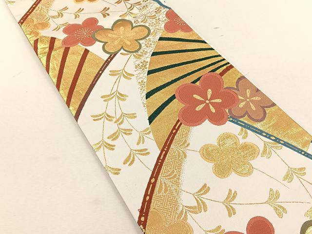 平和屋着物◎六通柄袋帯　唐織　舞梅文　金糸　正絹　逸品　CABK3063yk