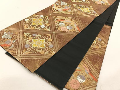 平和屋着物◎六通柄袋帯　唐織　鳳凰草花文　金銀糸　三越扱い　正絹　逸品　未使用　CABK3066yk