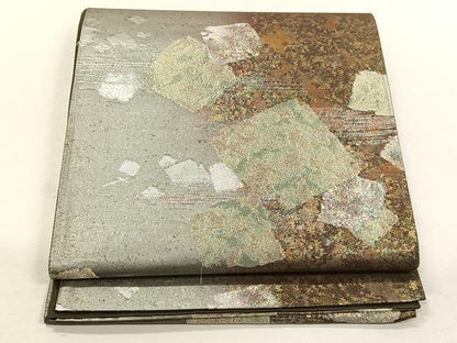 平和屋着物◎六通柄袋帯色紙重ね文　金糸　正絹　逸品　CABK3067yk