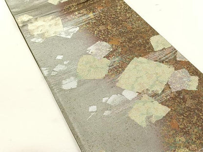 平和屋着物◎六通柄袋帯色紙重ね文　金糸　正絹　逸品　CABK3067yk