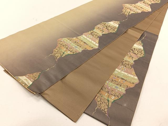 平和屋着物◎六通柄　本袋帯　織華錦　花鳥文　金糸　正絹　逸品　CABK3071yk