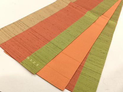 平和屋着物◎全通柄　本袋帯　紬地　霞文　正絹　逸品　CABK3072yk