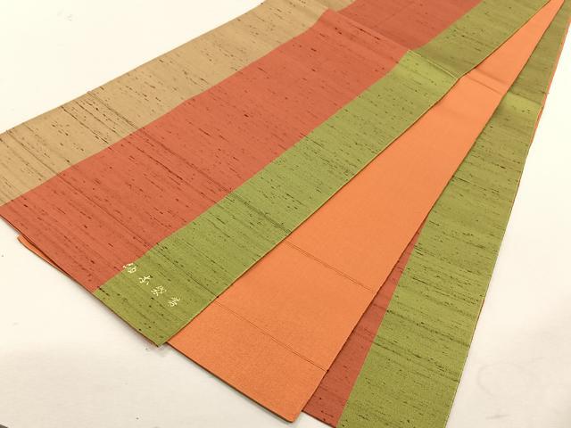 平和屋着物◎全通柄　本袋帯　紬地　霞文　正絹　逸品　CABK3072yk