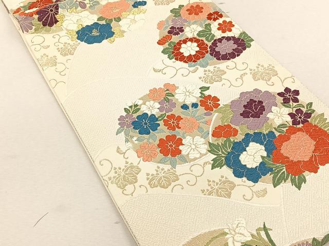 平和屋着物◎六通柄袋帯　唐織　草花丸文　金糸　正絹　逸品　CABK3074yk