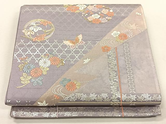 平和屋着物◎六通柄袋帯　四季花丸秀衣文　金銀糸　正絹　逸品　CABK3078yk