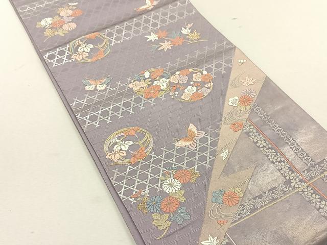 平和屋着物◎六通柄袋帯　四季花丸秀衣文　金銀糸　正絹　逸品　CABK3078yk
