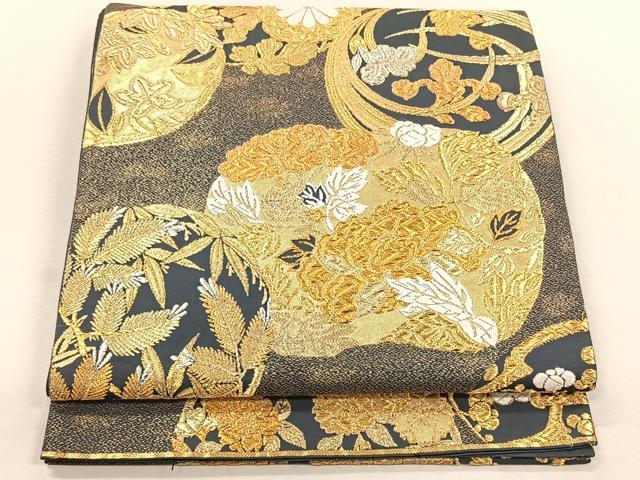 平和屋着物◎六通柄袋帯　唐織　草花丸文　金銀糸　正絹　逸品　CABK3079yk