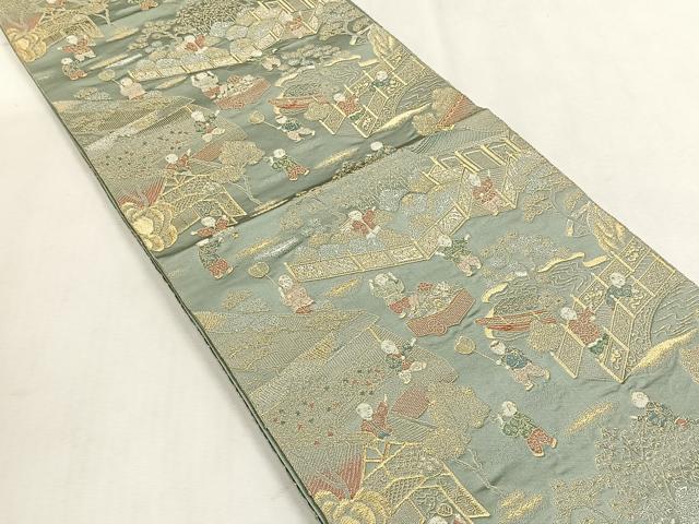 平和屋着物◎六通柄袋帯　人物風景文　金銀糸　正絹　逸品　CABK3083yk
