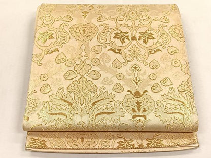 平和屋着物◎六通柄袋帯　幾何学花文　金糸　正絹　逸品　CABK3085yk