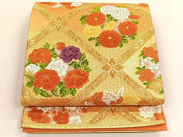 平和屋着物◎六通柄袋帯　唐織　御殿天井絵文　金銀糸　正絹　逸品　CABK3096yk