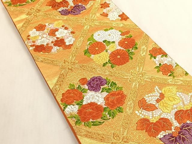 平和屋着物◎六通柄袋帯　唐織　御殿天井絵文　金銀糸　正絹　逸品　CABK3096yk