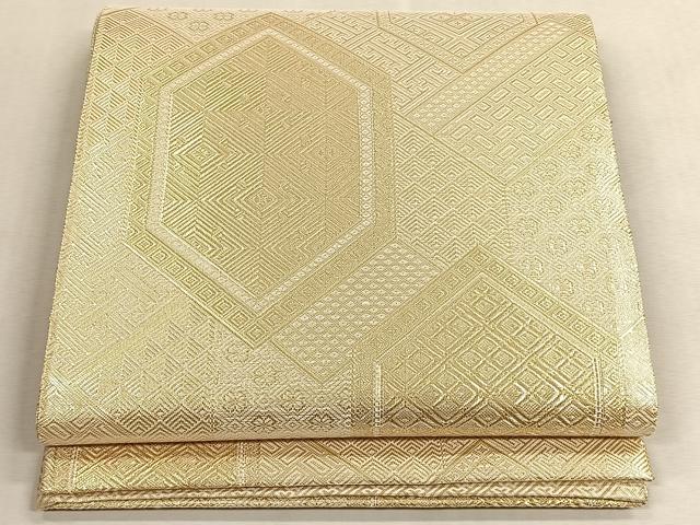 平和屋着物◎佐賀錦　全通柄袋帯　吉祥花文　金糸　正絹　逸品　未使用　CABK3097yk