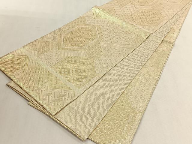 平和屋着物◎佐賀錦　全通柄袋帯　吉祥花文　金糸　正絹　逸品　未使用　CABK3097yk
