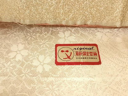 平和屋着物◎西陣　六通柄袋帯　琴　枝桜　金糸　証紙付き　正絹　逸品　CABK3098yk