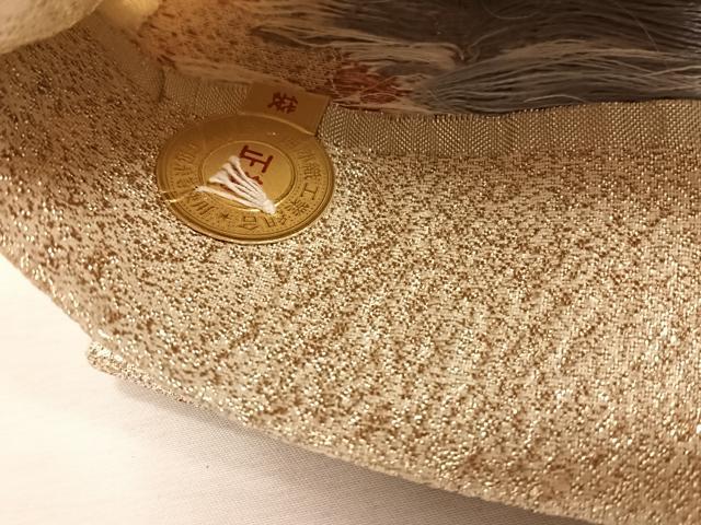 平和屋着物◎西陣　六通柄袋帯　琴　枝桜　金糸　証紙付き　正絹　逸品　CABK3098yk