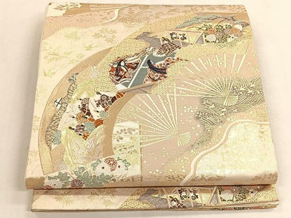 平和屋着物◎六通柄袋帯　都がたり　金糸　正絹　逸品　CABK3099yk