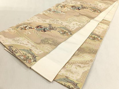 平和屋着物◎六通柄袋帯　都がたり　金糸　正絹　逸品　CABK3099yk