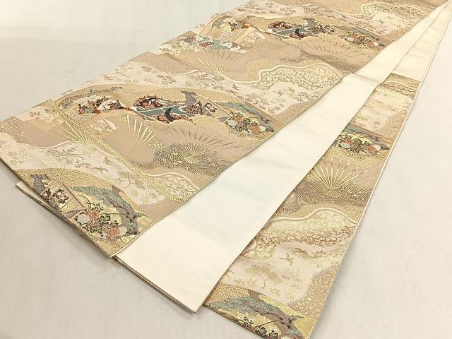 平和屋着物◎六通柄袋帯　都がたり　金糸　正絹　逸品　CABK3099yk